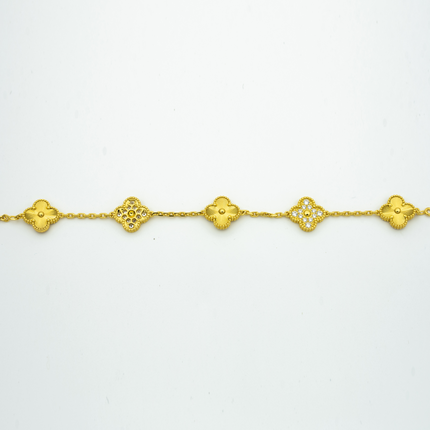 CLOVER BRACELET 5 MOTIFS GOLD DIAMOND