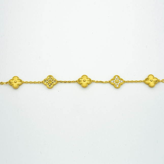CLOVER BRACELET 5 MOTIFS GOLD DIAMOND