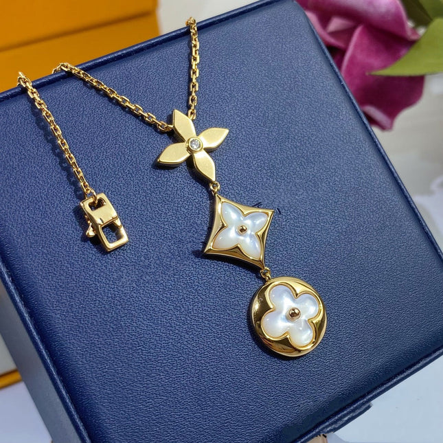 NECKLACE GOLD MOP 3 MOTIF