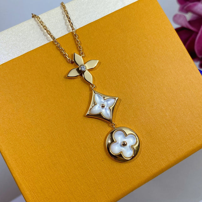 NECKLACE GOLD MOP 3 MOTIF