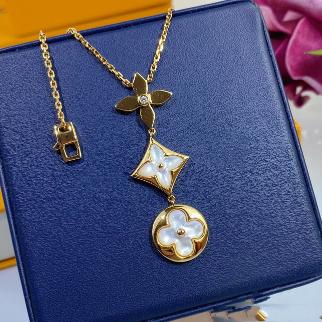 NECKLACE GOLD MOP 3 MOTIF