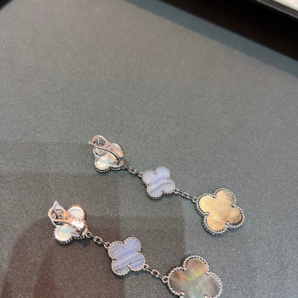 CLOVER MOP 3 MOTIFS SILVER EARRINGS