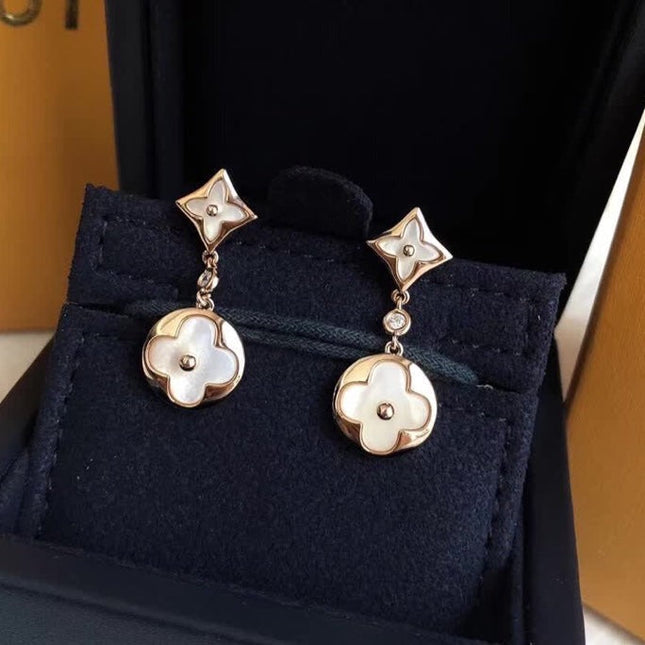 SUN MOP PINK GOLD EARRINGS 2 MOTIFS