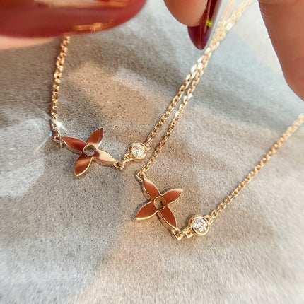 STAR 1 DIAMOND PINK GOLD NECKLACE