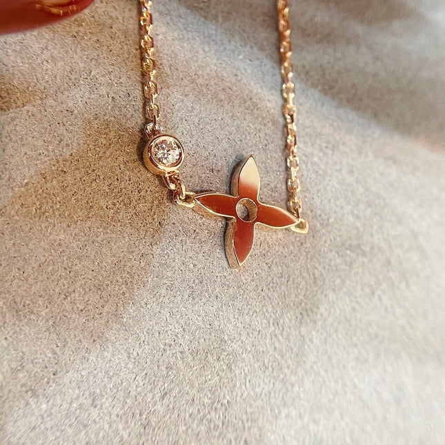 STAR 1 DIAMOND PINK GOLD NECKLACE