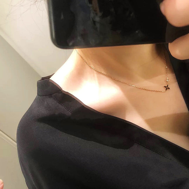 STAR 1 DIAMOND PINK GOLD NECKLACE