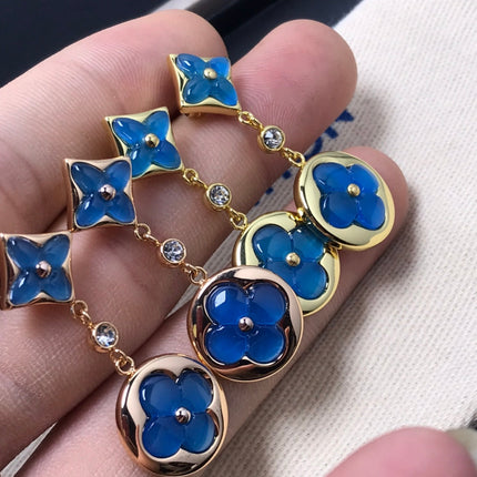 STAR AND SUN AGATE DIAMOND EARRINGS