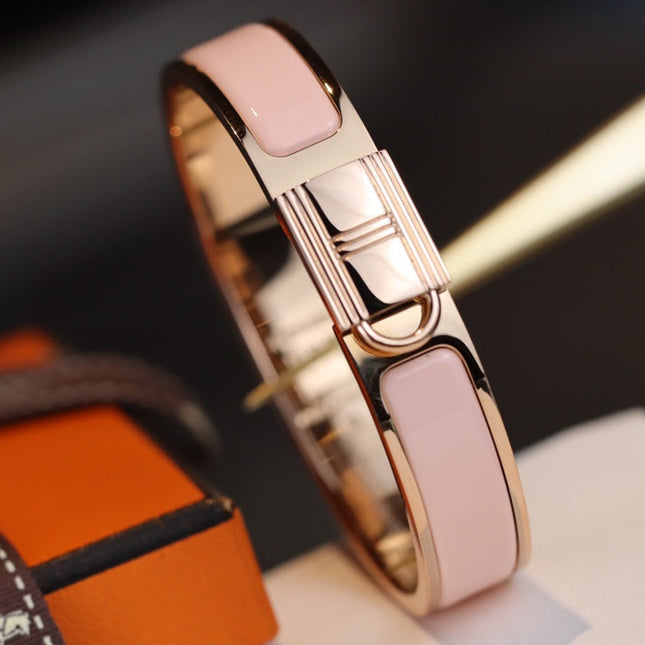 H LOCK PINK GOLD BRACELET 12MM