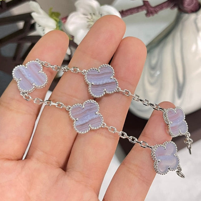 CLOVER BRACELET 5 MOTIF MOP CHALCEDONY