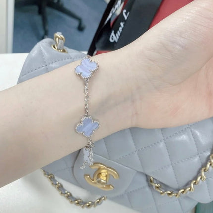 CLOVER BRACELET 5 MOTIF MOP CHALCEDONY