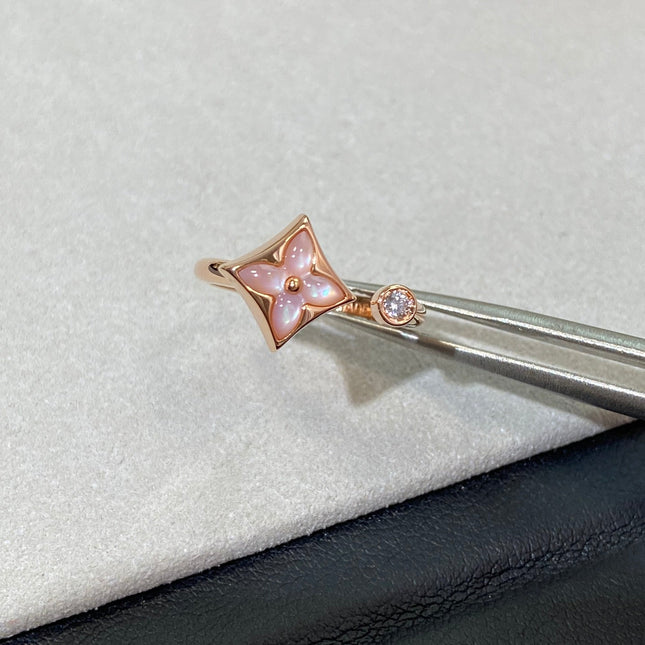 STAR 1 DIAMOND PINK MOP PINK GOLD RING
