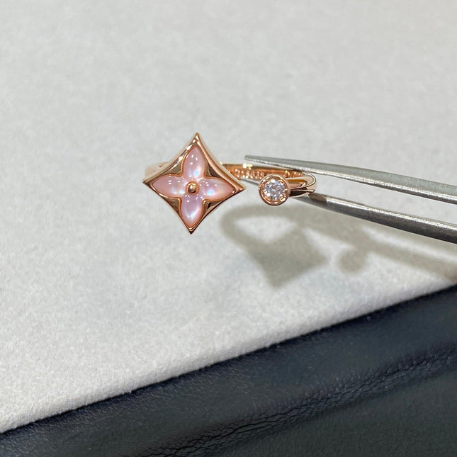 STAR 1 DIAMOND PINK MOP PINK GOLD RING