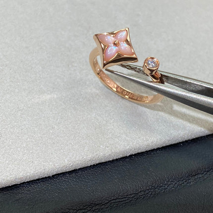 STAR 1 DIAMOND PINK MOP PINK GOLD RING