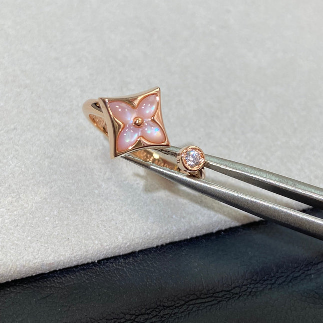 STAR 1 DIAMOND PINK MOP PINK GOLD RING