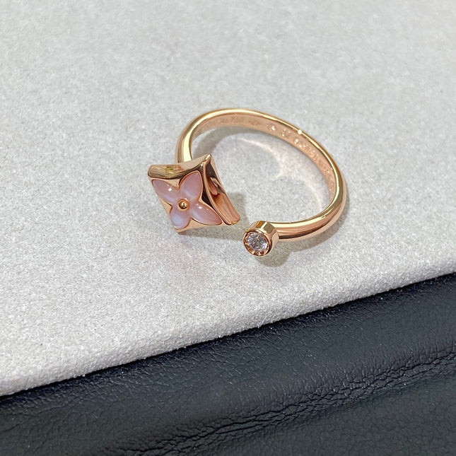 STAR 1 DIAMOND PINK MOP PINK GOLD RING