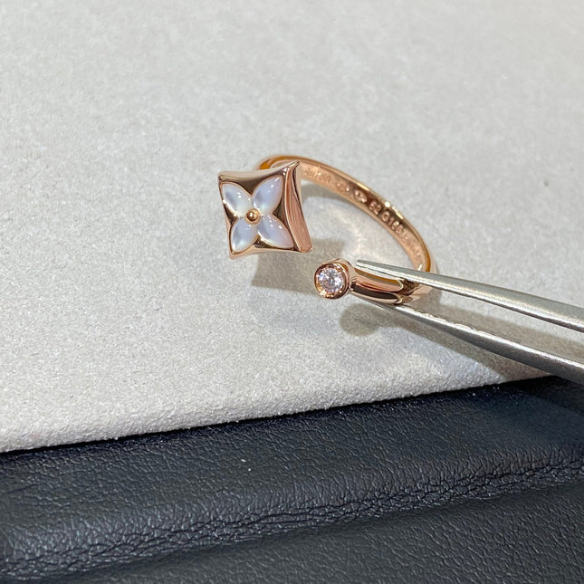 STAR 1 DIAMOND MOP PINK GOLD RING