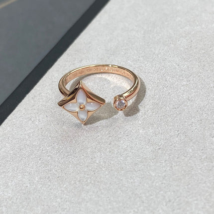 STAR 1 DIAMOND MOP PINK GOLD RING