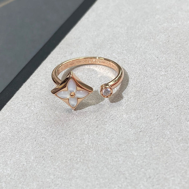 STAR 1 DIAMOND MOP PINK GOLD RING