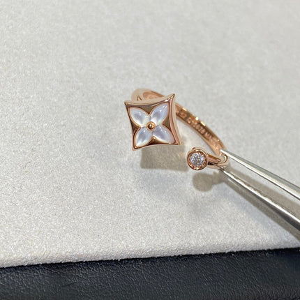 STAR 1 DIAMOND MOP PINK GOLD RING