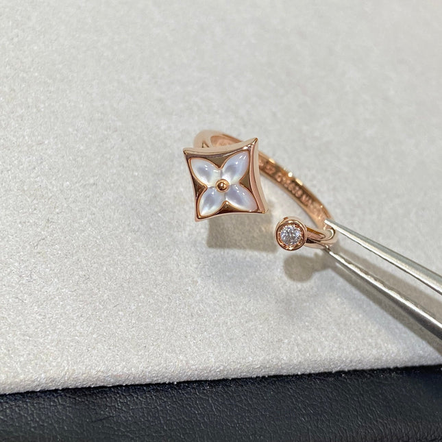 STAR 1 DIAMOND MOP PINK GOLD RING