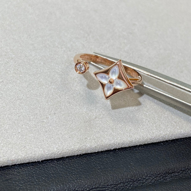 STAR 1 DIAMOND MOP PINK GOLD RING