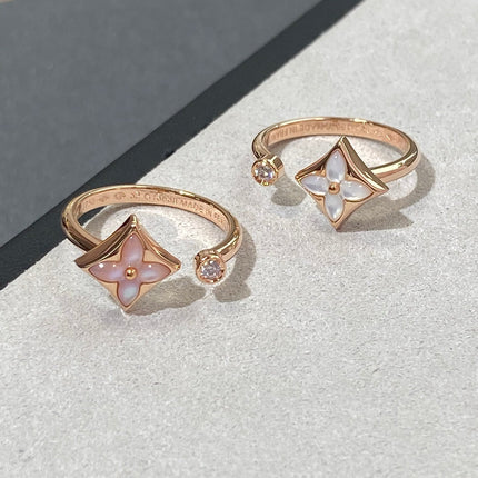 STAR 1 DIAMOND MOP PINK GOLD RING