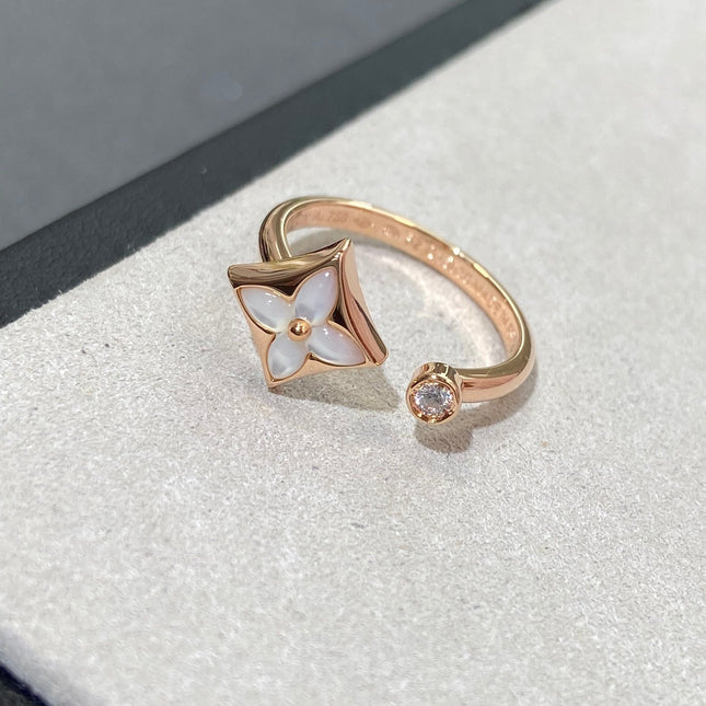 STAR 1 DIAMOND MOP PINK GOLD RING