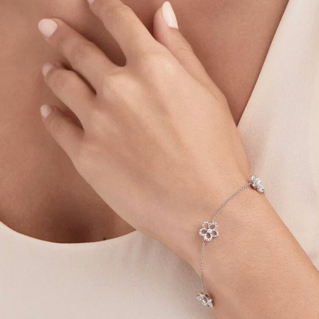 WILD FLOWER 4 MOTIF DIAMOND PAVED BRACELET