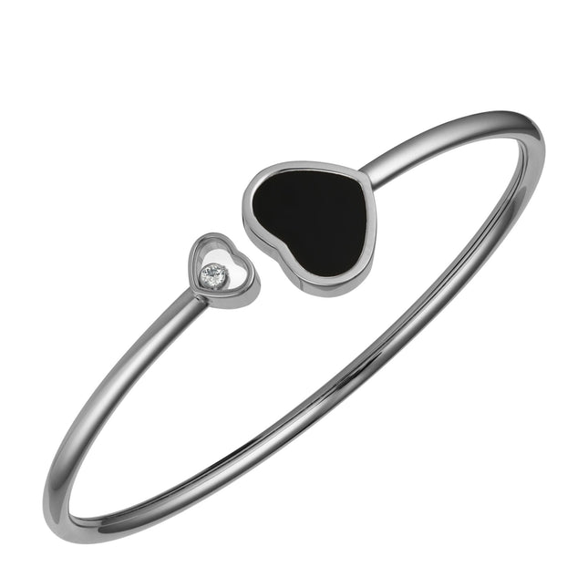 HAPPY HEART ONYX BRACELET SILVER DIAMOND