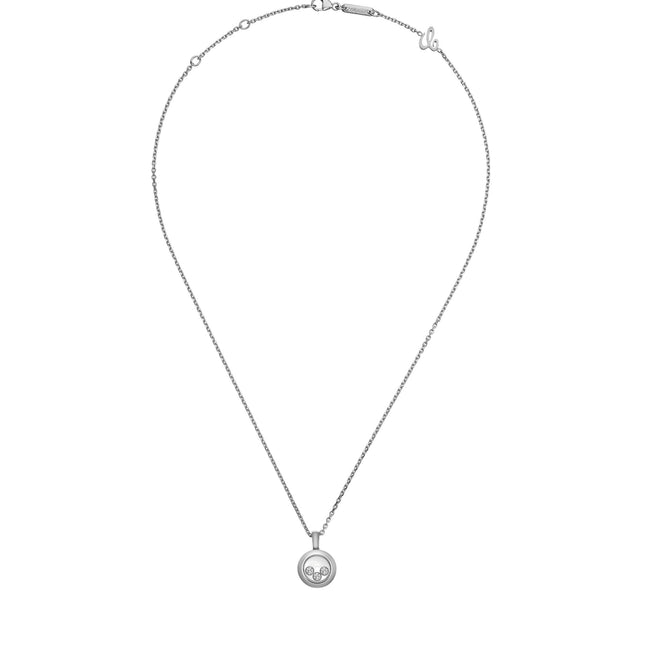 HAPPY PEDANT SILVER 3 DIAMOND NECKLACE