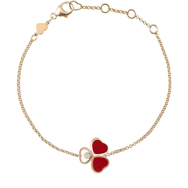 HAPPY HEART CARNELIAN BRACELET PINK GOLD DIAMOND