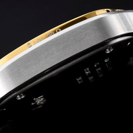 SANTOS MEDIUM MODEL DE CARTIER WATCH SILVER AND GOLD CASE WITH CRYSTALS