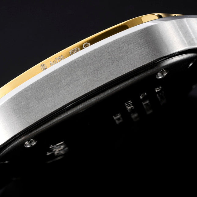 SANTOS MEDIUM MODEL DE CARTIER WATCH SILVER AND GOLD CASE WITH CRYSTALS