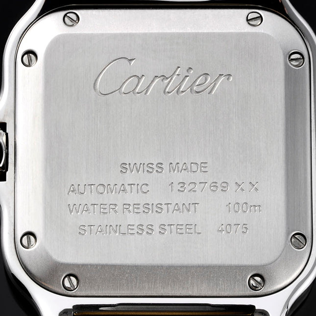 SANTOS MEDIUM MODEL DE CARTIER WATCH SILVER AND GOLD CASE WITH CRYSTALS