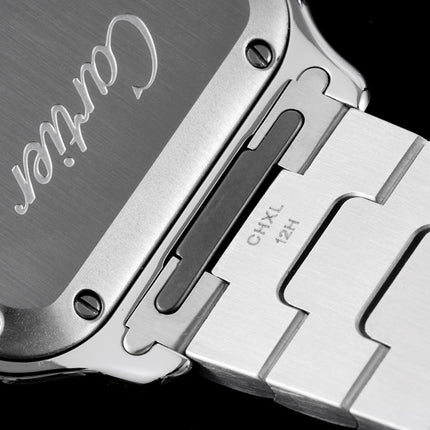 SANTOS MEDIUM MODEL DE CARTIER WATCH SILVER CASE WITH WHITE DIAL