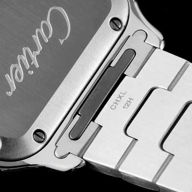 SANTOS MEDIUM MODEL DE CARTIER WATCH SILVER CASE WITH WHITE DIAL