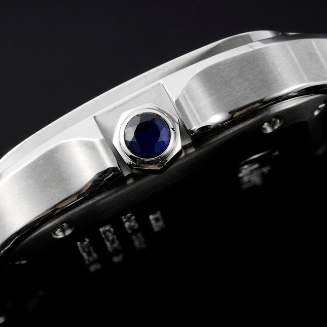 SANTOS MEDIUM MODEL DE CARTIER WATCH SILVER CASE WITH WHITE DIAL