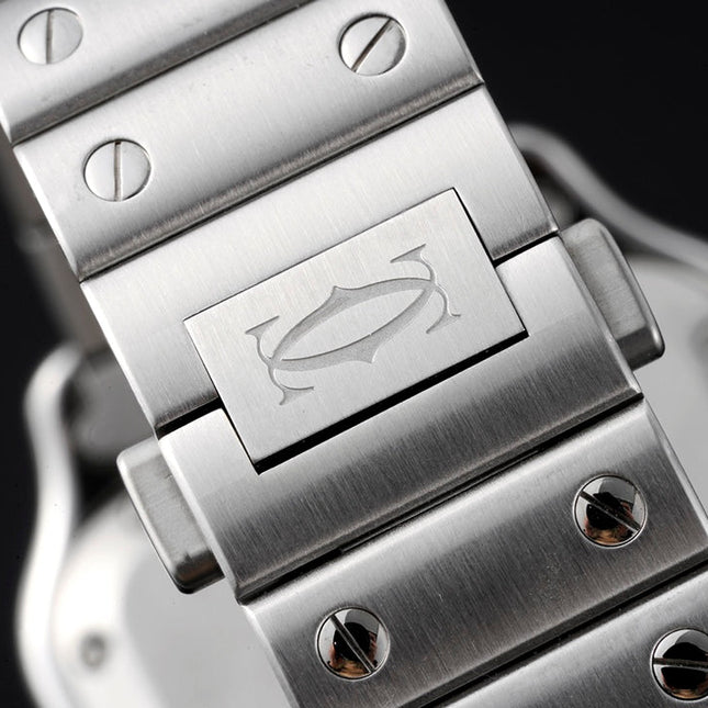 SANTOS MEDIUM MODEL DE CARTIER WATCH SILVER CASE WITH WHITE DIAL