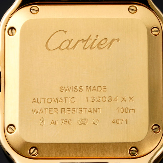 SANTOS MEDIUM MODEL DE CARTIER WATCH GOLD CASE WITH CRYSTALS
