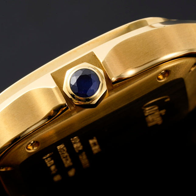 SANTOS MEDIUM MODEL DE CARTIER WATCH GOLD CASE WITH CRYSTALS
