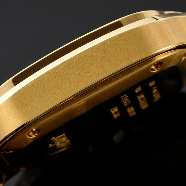 SANTOS MEDIUM MODEL DE CARTIER WATCH GOLD CASE WITH CRYSTALS