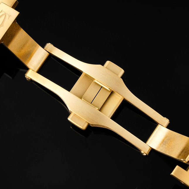 SANTOS MEDIUM MODEL DE CARTIER WATCH GOLD CASE WITH CRYSTALS