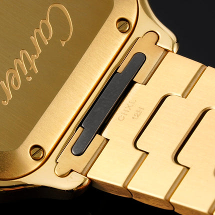 SANTOS MEDIUM MODEL DE CARTIER WATCH GOLD CASE WITH CRYSTALS