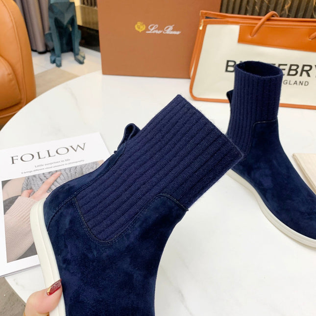 LP COCOON WALK ANKLE BOOTS NAVY CASHMERE FABRIC