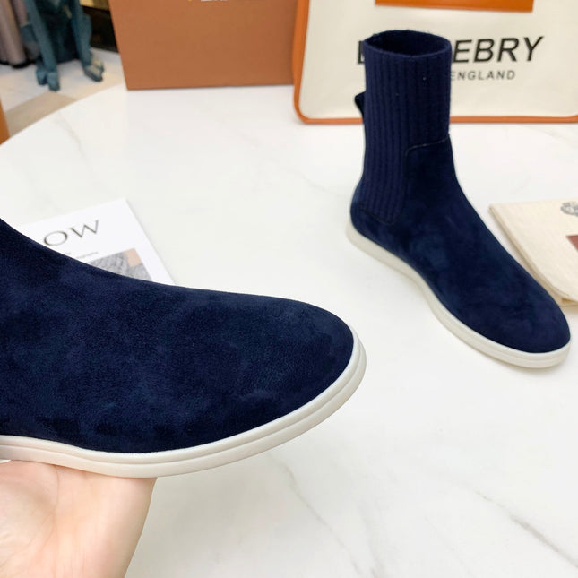 LP COCOON WALK ANKLE BOOTS NAVY CASHMERE FABRIC