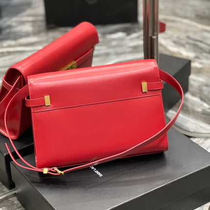 MAHATTAN IN BOX 29 RED CALFSKIN GOLD HARDWARE