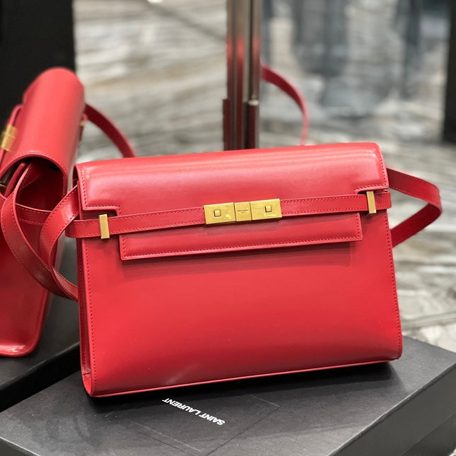 MAHATTAN IN BOX 29 RED CALFSKIN GOLD HARDWARE