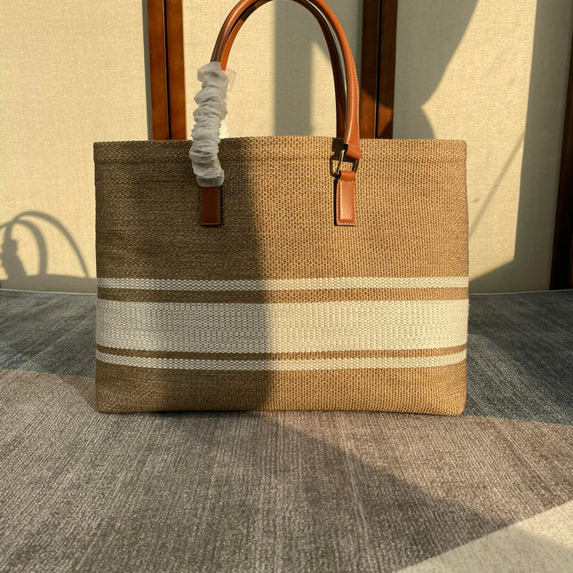 CABAS 44 PRINTED CANVAS BROWN WHITE TOTE