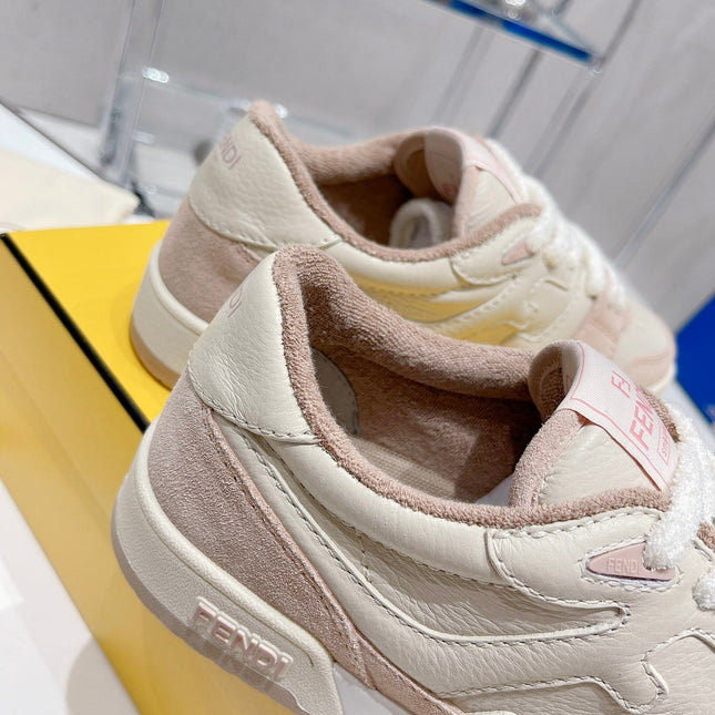 FENDI CASUAL SNEAKER IN WHITE CALFSKIN AND LIGHT PINK SUEDE