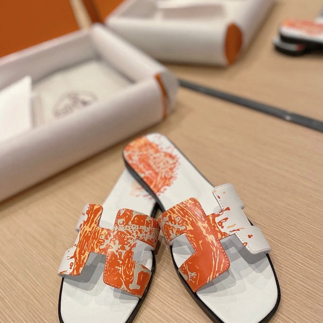 0RAN SANDALS IN WHITE MIX ORANGE CALFSKIN
